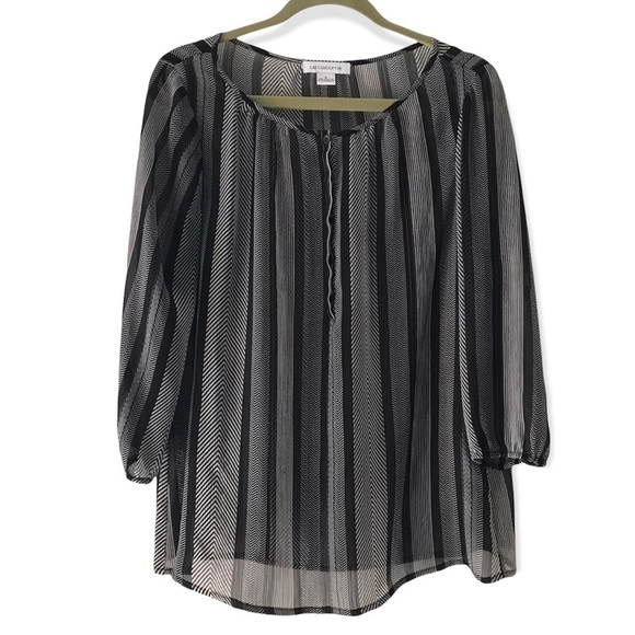 Liz Claiborne Sheer Long Sleeve Boho Blouse Top - Picture 1 of 11